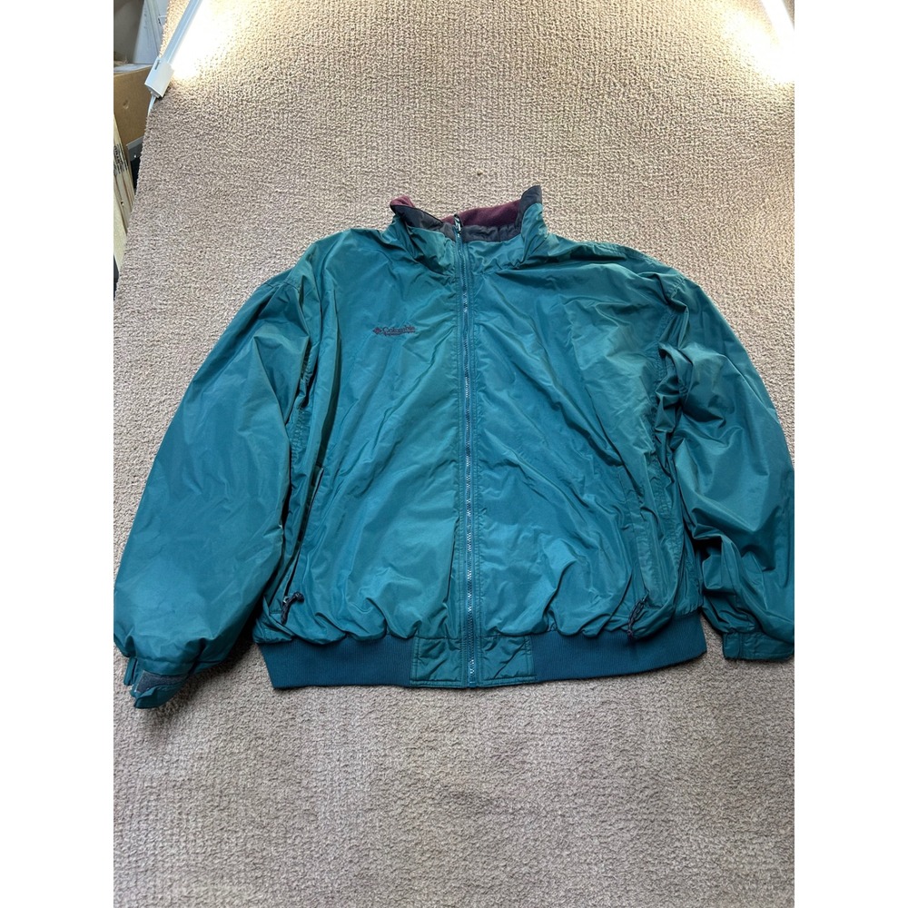 Columbia Sportswear Vintage Fleece Lined Bomber Jacket Teal Green Mens Large